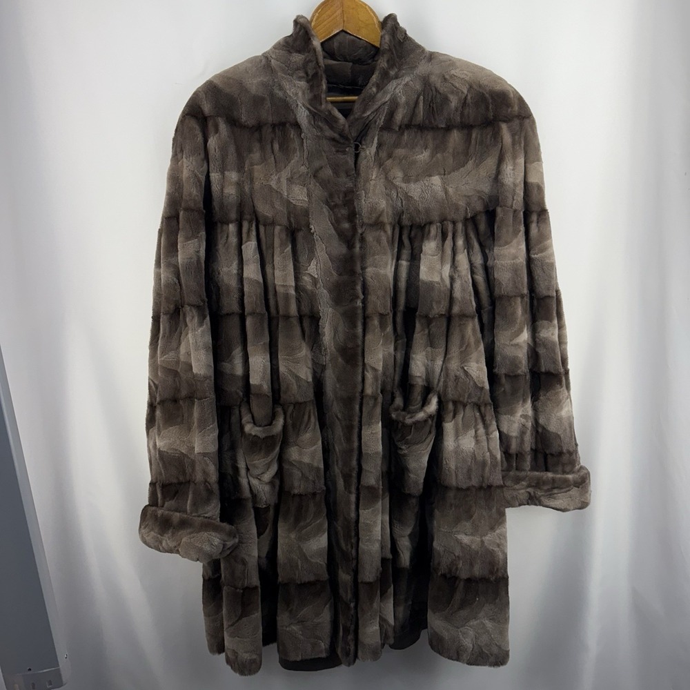 Vintage‎ Marshall Fields Real Fur Coat Brown Draped Mid Length See Measurements